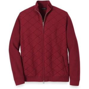imagePaul Fredrick Mens Cotton Full Zip Mock Neck Sweater JacketBurgundy