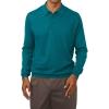 imagePaul Fredrick Mens Silk Cotton Cashmere Long Sleeve PoloDark Teal