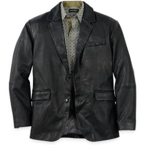 imagePaul Fredrick Mens Leather Blazer Black Large
