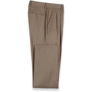 imagePaul Fredrick Mens Wool Flannel Houndstooth Pleated PantsBrown