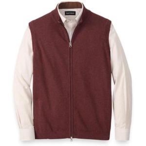 imagePaul Fredrick Mens Cotton Full Zip Mock Neck VestBurgundy