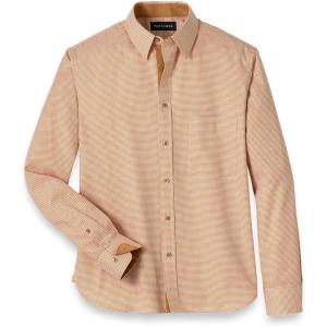 imagePaul Fredrick Mens Classic Fit Cotton Houndstooth Casual Shirt Light Rust 3xl SFU030L