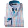 imagePaul Fredrick Mens Tailored Fit Comfort Stretch NonIron Tattersall Dress Shirt