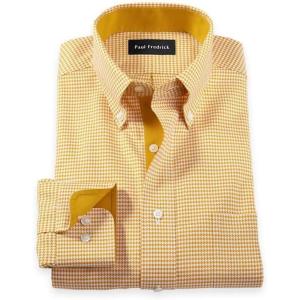 imagePaul Fredrick Mens Tailored Fit Comfort Stretch NonIron Check Dress Shirt