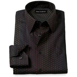 imagePaul Fredrick Mens Tailored Fit Comfort Stretch NonIron Dot Dress Shirt