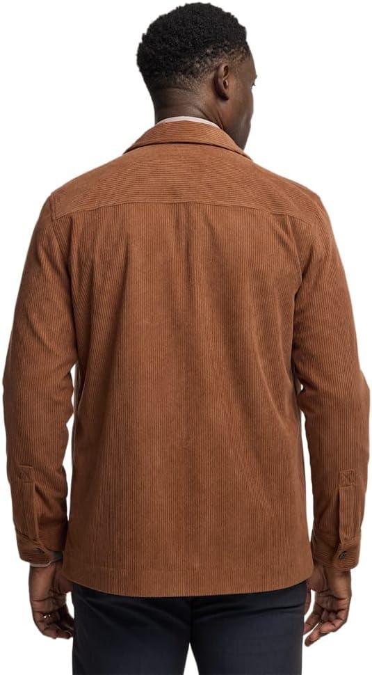 imagePaul Fredrick Mens Microfiber Corduroy Shirt Jacket Brown Extra Large