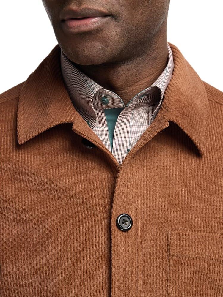imagePaul Fredrick Mens Microfiber Corduroy Shirt Jacket Brown Extra Large
