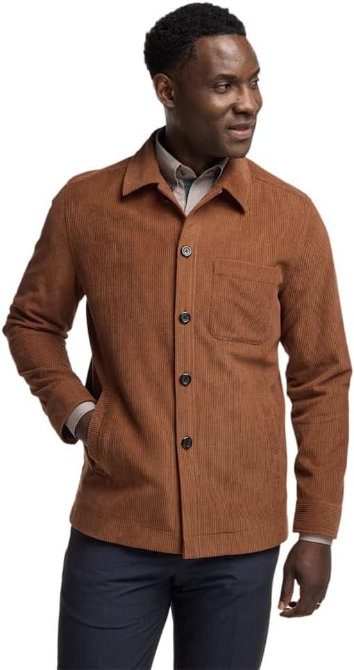 imagePaul Fredrick Mens Microfiber Corduroy Shirt Jacket Brown XX Large