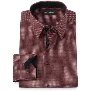 imagePaul Fredrick Mens Classic Fit Comfort Stretch NonIron Geometric Dress Shirt