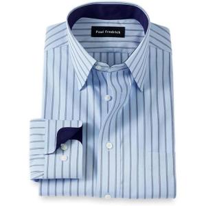 imagePaul Fredrick Mens Classic Fit NonIron Cotton Stripe Dress Shirt