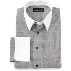 imagePaul Fredrick Mens Tailored Fit Comfort Stretch NonIron Plaid Dress Shirt