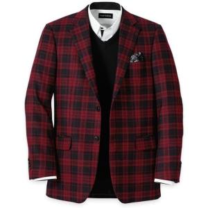 imagePaul Fredrick Mens Wool Plaid Single Breasted Notch Lapel Sport Coat