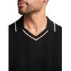 image:imagePaul Fredrick Mens Cotton Crochet VNeck PoloBlack