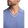 image:imagePaul Fredrick Mens Cotton Crochet VNeck PoloBlue