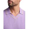image:imagePaul Fredrick Mens Cotton Crochet VNeck PoloLavender