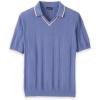 image:imagePaul Fredrick Mens Cotton Crochet VNeck PoloBlue