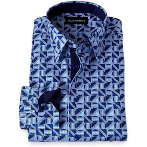 image:imagePaul Fredrick Mens Classic Fit NonIron Cotton Geometric Dress Shirt