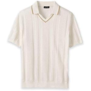 image:imagePaul Fredrick Mens Cotton Crochet VNeck PoloWhite