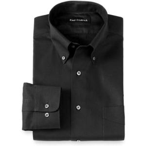 image:imagePaul Fredrick Mens NonIron 2ply Cotton Button Down Collar Dress Shirt Black 19 Neck 37 Sleeve