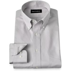 image:imagePaul Fredrick Mens NonIron 2ply Cotton Button Down Collar Dress ShirtGrey