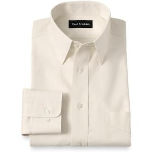 image:imagePaul Fredrick Mens NonIron 2ply Cotton Straight Collar Dress ShirtEcru