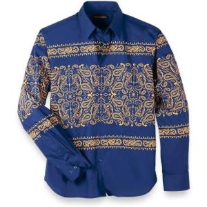 image:imagePaul Fredrick Mens Slim Fit Cotton Paisley Point Collar Casual Shirt