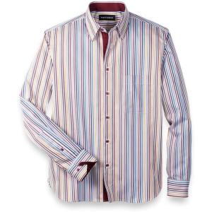 image:imagePaul Fredrick Mens Slim Fit Cotton Stripe Point Collar Casual Shirt