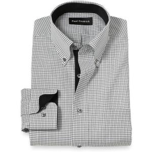 image:imagePaul Fredrick Mens Slim Fit NonIron Cotton Check Dress ShirtBlackWhite