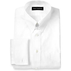 image:imagePaul Fredrick Mens Slim Fit NonIron Cotton Solid Snap Tab Collar Dress ShirtWhite