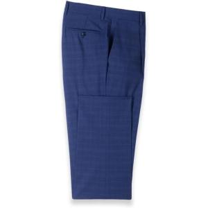 image:imagePaul Fredrick Mens Blue Plaid Wool Blend Single Pleat Suit Pants