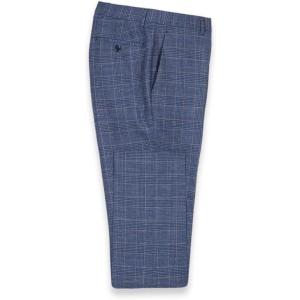 image:imagePaul Fredrick Mens Blue Wool Blend Plaid Flat Front Suit Pants