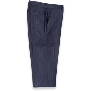 image:imagePaul Fredrick Mens Navy Wool Stripe Flat Front Suit Pants