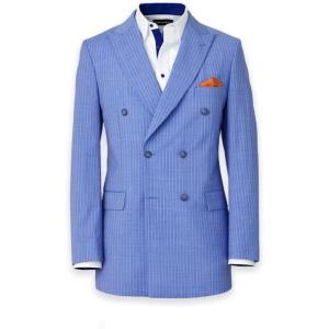 image:imagePaul Fredrick Mens Wool Blend Double Breasted Pinstripe Peak Lapel Suit