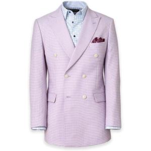 image:imagePaul Fredrick Mens Wool Blend Houndstooth Double Breasted Peak Lapel Suit