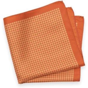 image:imagePaul Fredrick Mens Gingham Silk Pocket SquareOrange