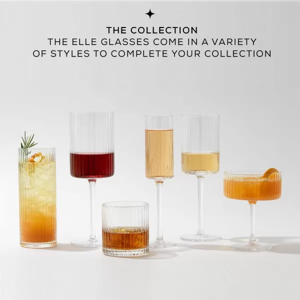 imageJoyJolt 16oz Fluted Highball Glasses  2 Ribbed Tall Cocktail Tumblers for Gin Juice WaterRed Wine Glasses