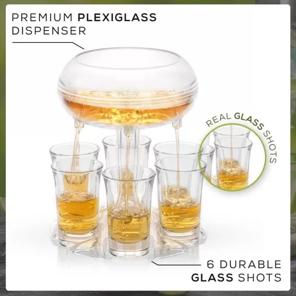 imageJoyJolt 6 Shot Glass Dispenser and Glass Shot Glasses Set 32oz Liquor Dispenser for Home Bar Accessories Party Supplies Halloween Shots Drink Dispenser for Parties Fancy Alcohol Dispenser
