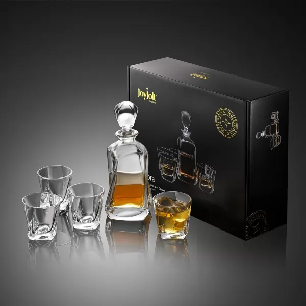 imageJoyJolt Aurora 5Piece Crystal Whiskey Decanter Set100 Crystal Bar Set Crystal Decanter Set Comes With A Scotch Decanter253 Ounces And A Set Of 4 Old Fashioned Whiskey Glasses810oz