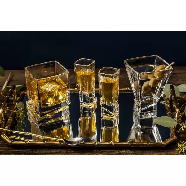 imageJoyJolt Carre Shot Glasses Square Heavy Base Shot Glass Set Of 4 18OunceWhiskey Glasses