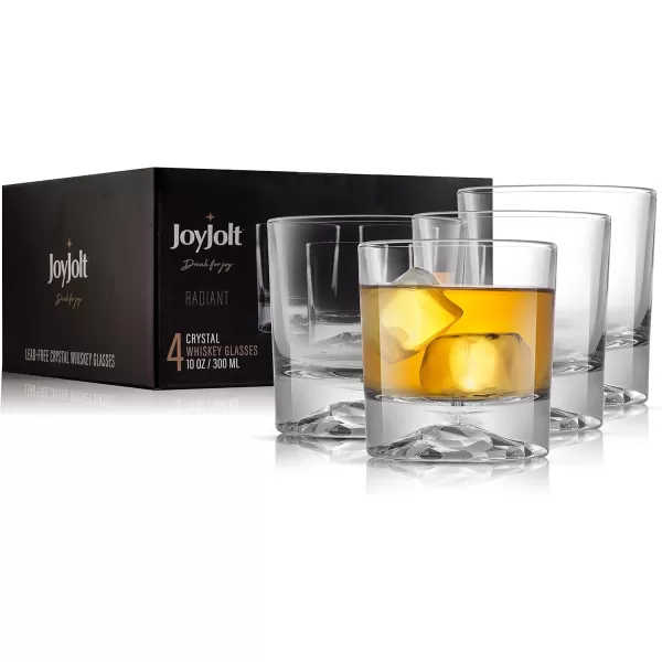 imageJoyJolt Everyday Whiskey Glasses  10oz Old Fashioned Glasses Set 4 Crystal Scotch Glasses Rocks Glass Bourbon Glasses Liquor Glasses Cocktail Glasses set