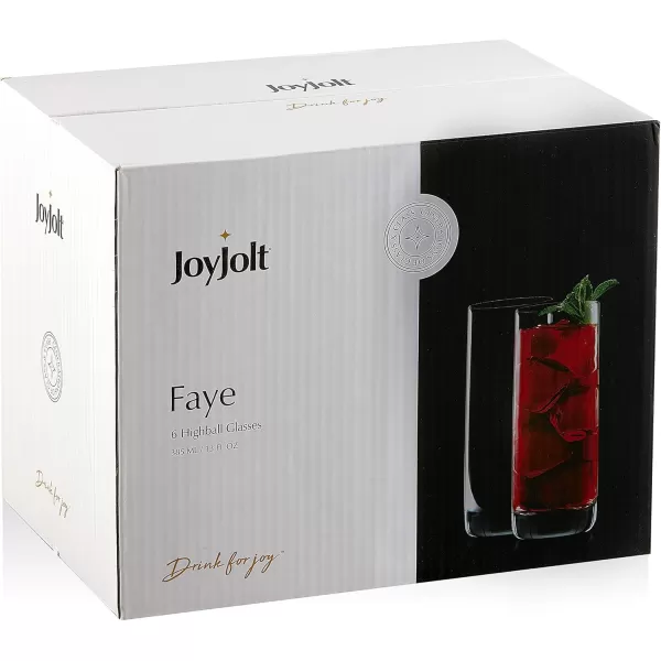 imageJoyJolt Faye 13oz Highball Glasses 6pc Tall Glass Sets LeadFree Crystal Drinking Glasses Water Glasses Mojito Glass Cups Tom Collins Bar Glassware and Mixed Drink Cocktail Glass SetTall glasses