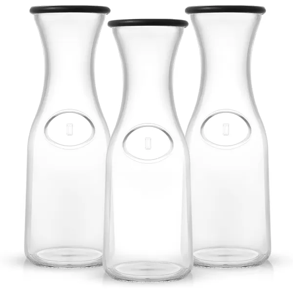 imageJoyJolt Glass Carafe with Lid Set of 3  1 Liter Glass Pitcher for Mimosa Bar Water Iced Tea Juice Wine Lemonade Milk  Dishwasher Safe Beverage Drink Dispensers for Brunch PartiesSet of 3