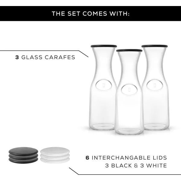 imageJoyJolt Glass Carafe with Lid Set of 3  1 Liter Glass Pitcher for Mimosa Bar Water Iced Tea Juice Wine Lemonade Milk  Dishwasher Safe Beverage Drink Dispensers for Brunch PartiesSet of 3