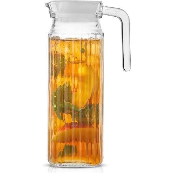 imageJoyJolt Glass Pitcher with Lid  50oz Glass Water Pitcher Iced Tea Jug Sun Tea Pitcher Lemonade Pitcher Juice Pitcher Mixed Drink Pitcher borosilicate Carafe with Handle and stainless steel Lid40 Oz