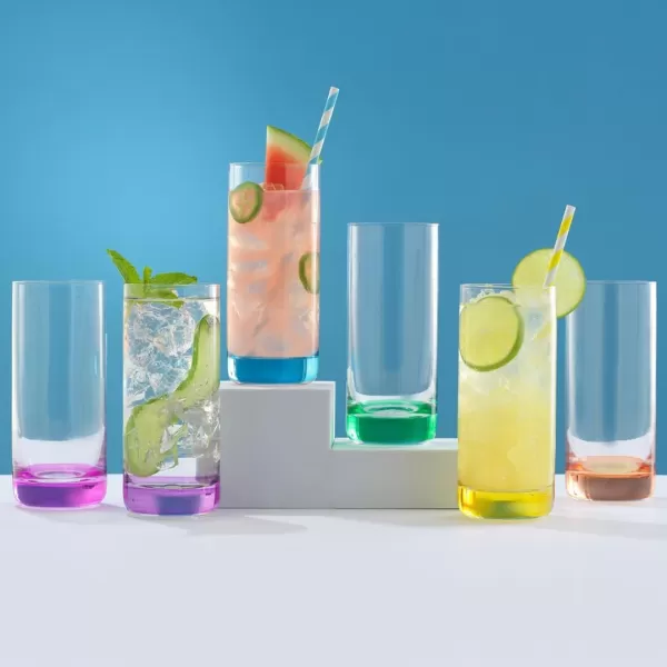 imageJoyJolt Hue Highball Glasses Set of 6 Tall Drinking Glasses 13oz Cocktail Glasses Bourbon Whiskey Glass Cups Set Mojito Glass Tumbler Tom Collins Glasses Water Glasses Colored Glassware SetsHighball Glasses