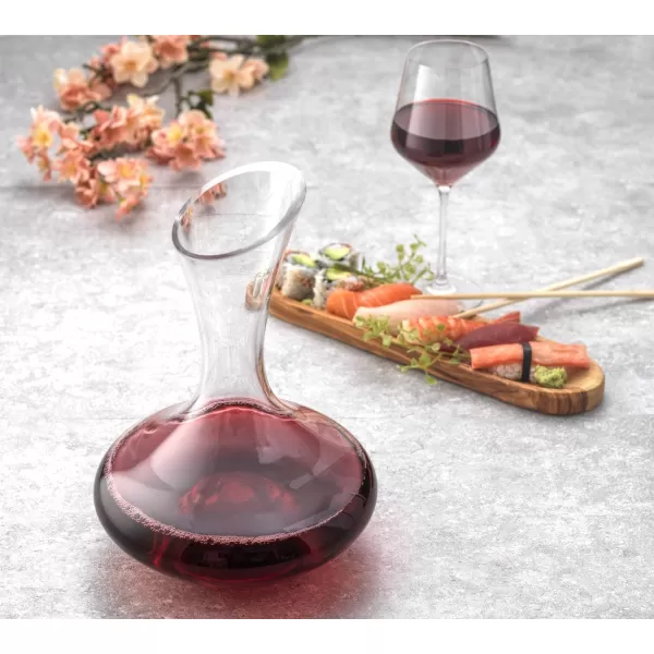 imageJoyJolt Lancia Wine Decanter Crystal Wine Aerator Handmade Base Glass Pitcher Ultra Elegant Design Easy Pour Slanted Spout for Wine 1200ml 40 floz