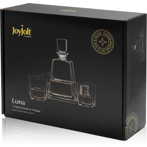 imageJoyJolt Luna 5 Piece Whiskey Decanter And Glass Set 100 LeadFree Crystal Bar Set Prefer For Scotch Liquor Bourbon Comes with A Whisky Decanter Sets And 4 Old Fashioned Glasses