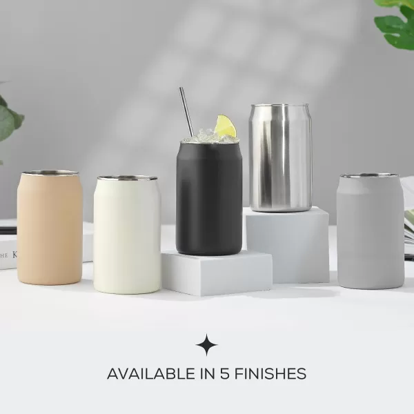 imageJoyJolt Metal Beer Can Tumbler with Straws and Brush Unbreakable Metal Drinking Cup Set of 6 Metal Tumblers Stainless Steel Tumbler Can Shaped Glass Cups Soda Can Glasses for Water Wine etcBlack