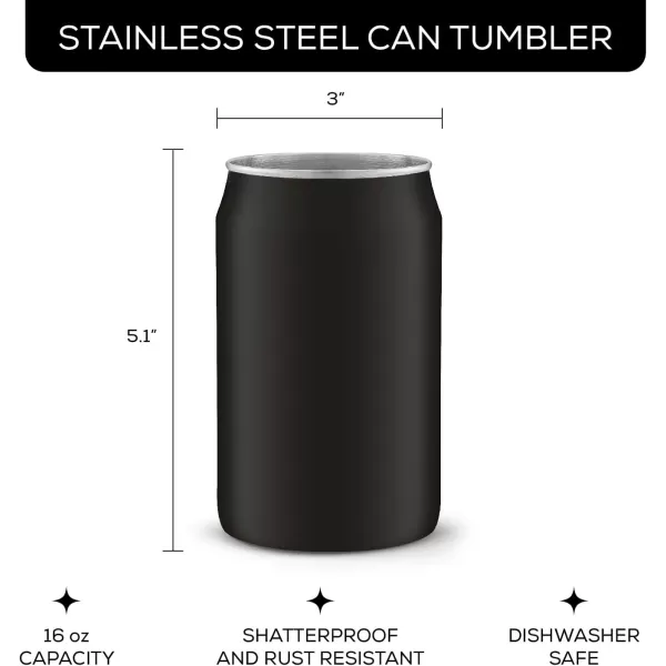 imageJoyJolt Metal Beer Can Tumbler with Straws and Brush Unbreakable Metal Drinking Cup Set of 6 Metal Tumblers Stainless Steel Tumbler Can Shaped Glass Cups Soda Can Glasses for Water Wine etcBlack