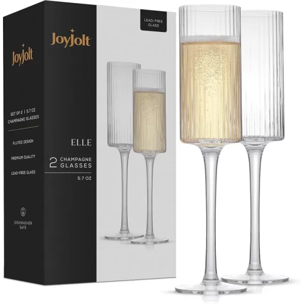 imageJoyJolt 16oz Fluted Highball Glasses  2 Ribbed Tall Cocktail Tumblers for Gin Juice WaterChampagne Glasses